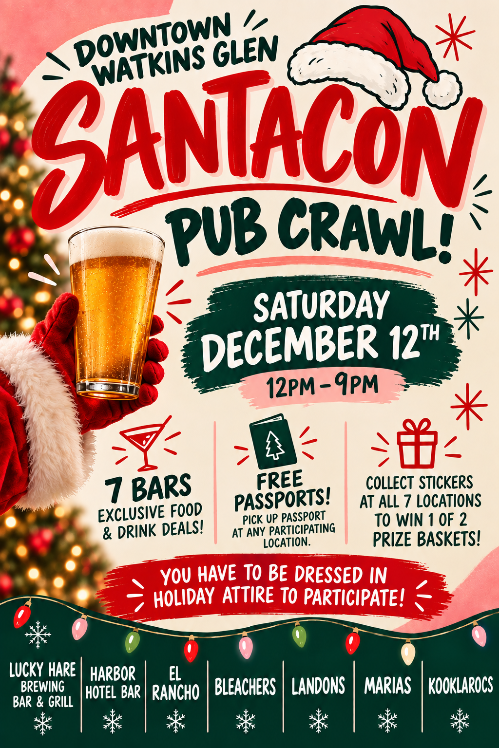 Downtown Watkins Glen Santacon Pub Crawl