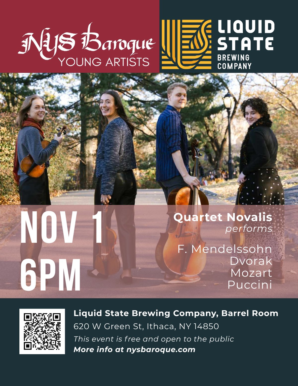 Classical Night - NYS Baroque presents Quartet Novalis